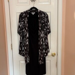 Black Dress with Subtle Striped Yoke - Dress Barn